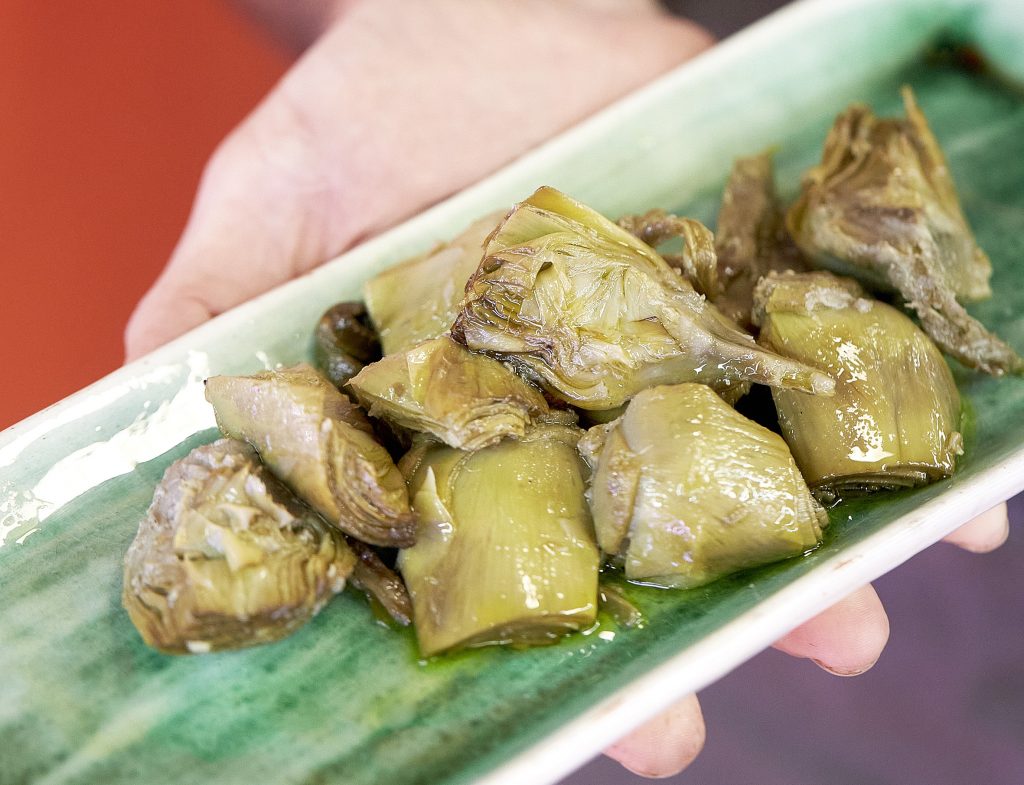 Alcachofas confitadas del restaurante Plantamientos